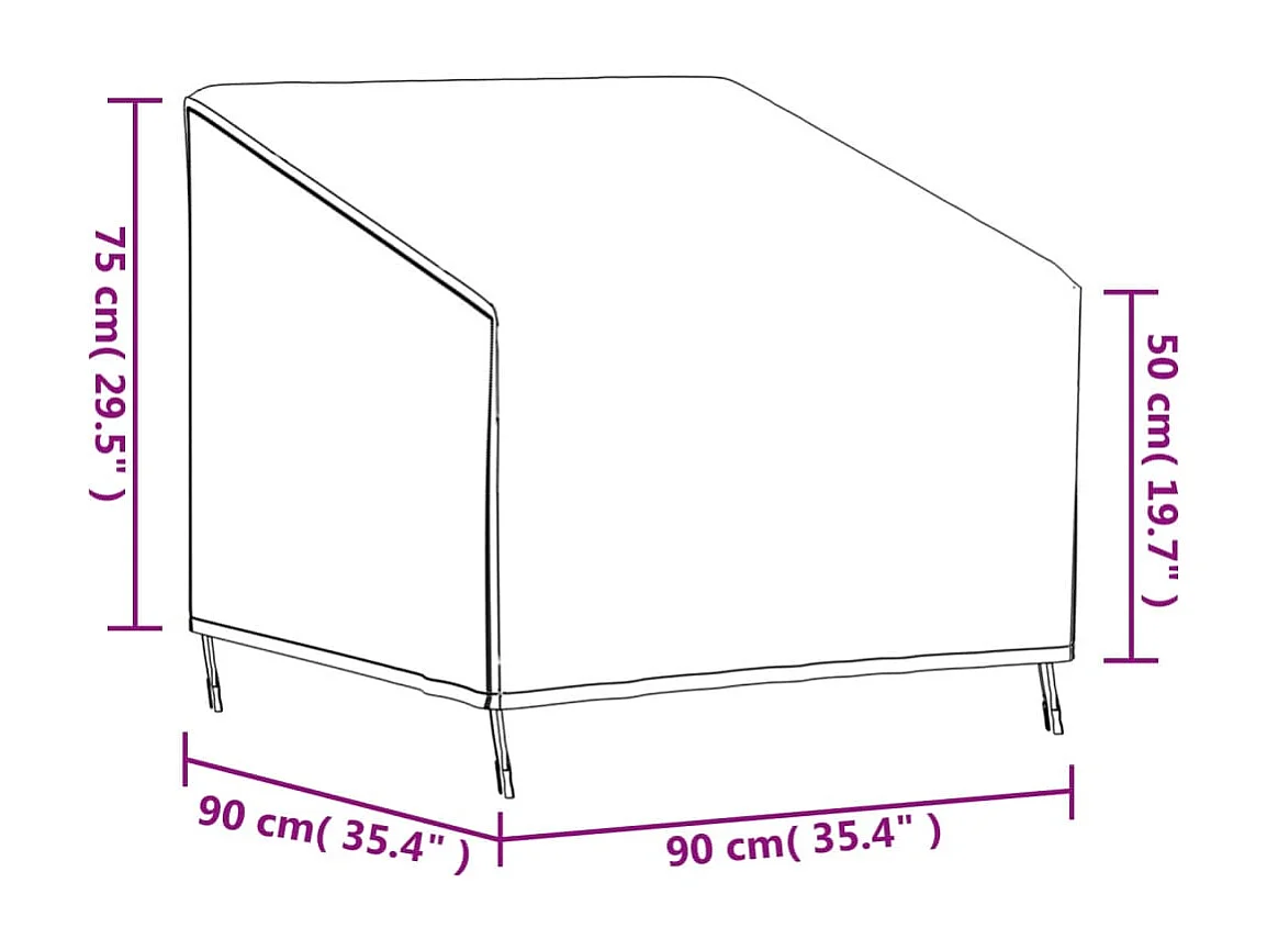 Abdeckung für Gartensessel Schwarz 90x90x50/75 cm 420D Oxford