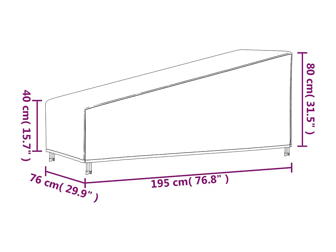 Copertura per Sdraio Nera 195x76x40/80 cm 420D Oxford