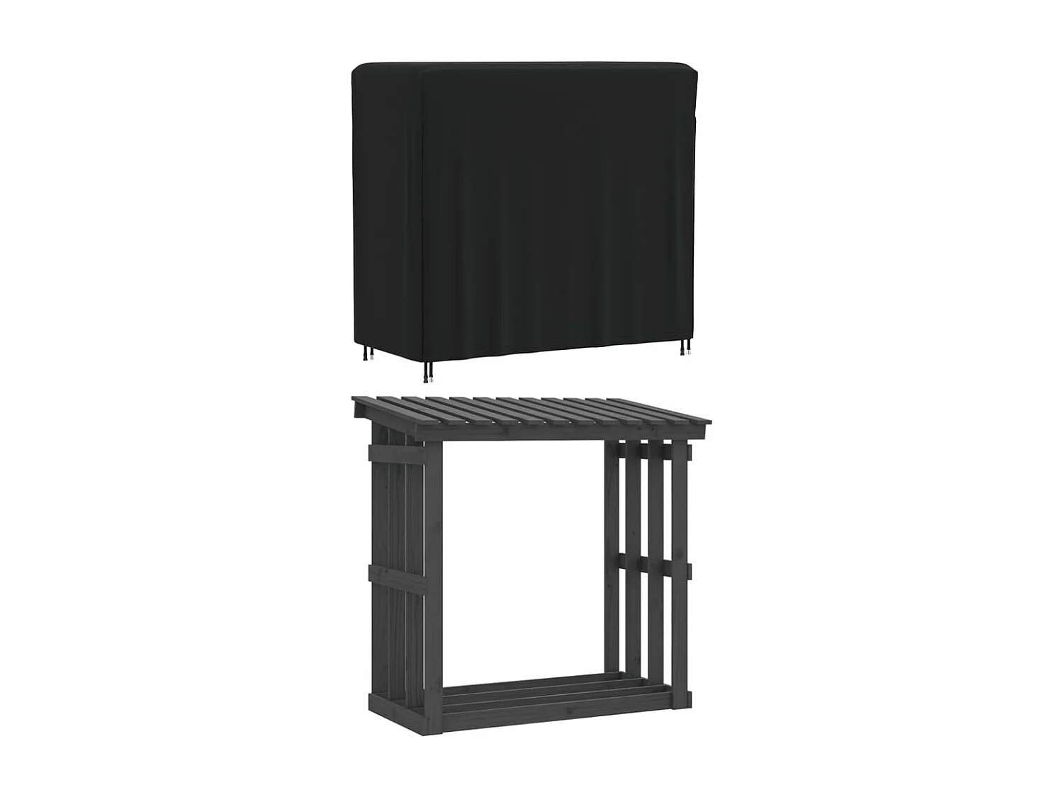 Abdeckung für Brennholzregal Schwarz 122x61x106 cm 420D Oxford