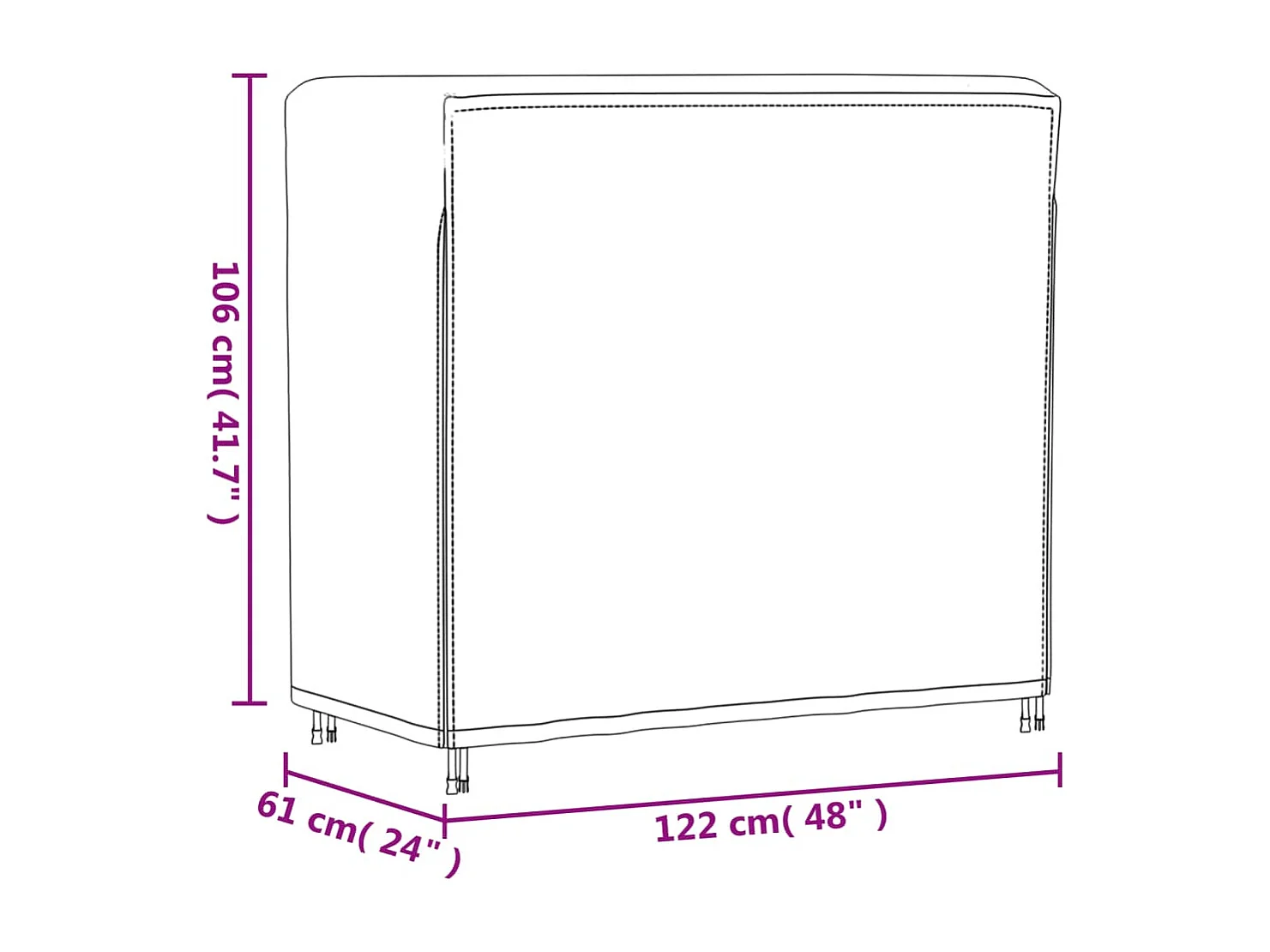 Abdeckung für Brennholzregal Schwarz 122x61x106 cm 420D Oxford