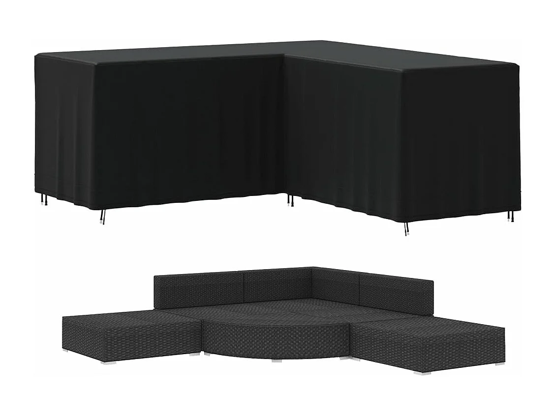 Housse pour canapé en forme de L noir 215x215x80 cm oxford 420D