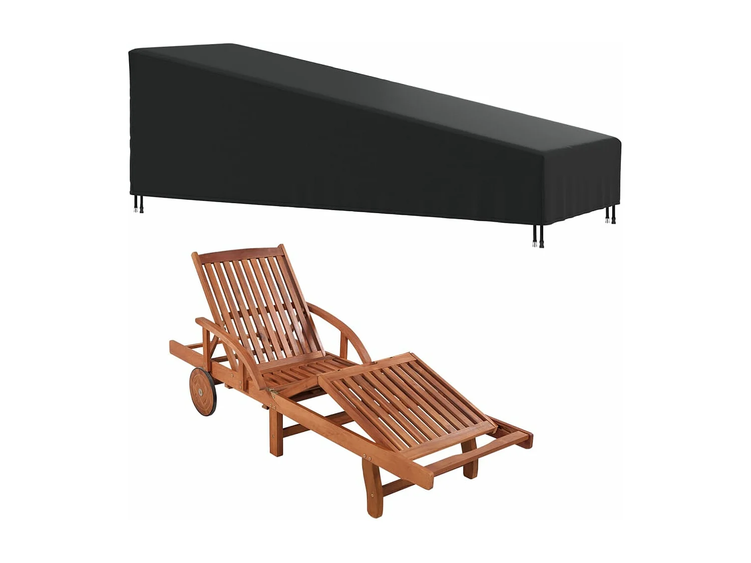 Housse de chaise longue noir 203x81x25/63 cm oxford 420D