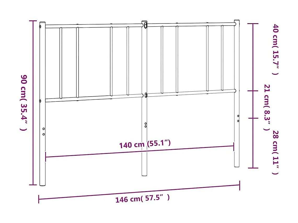 Tête de lit métal noir 140 cm