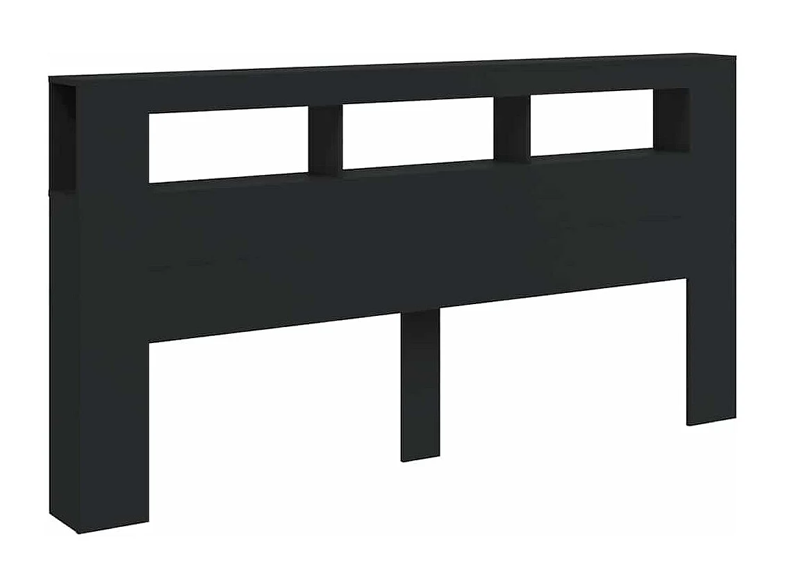 Hoofdeinde met LED 200x18,5x103,5 cm bewerkt hout zwart