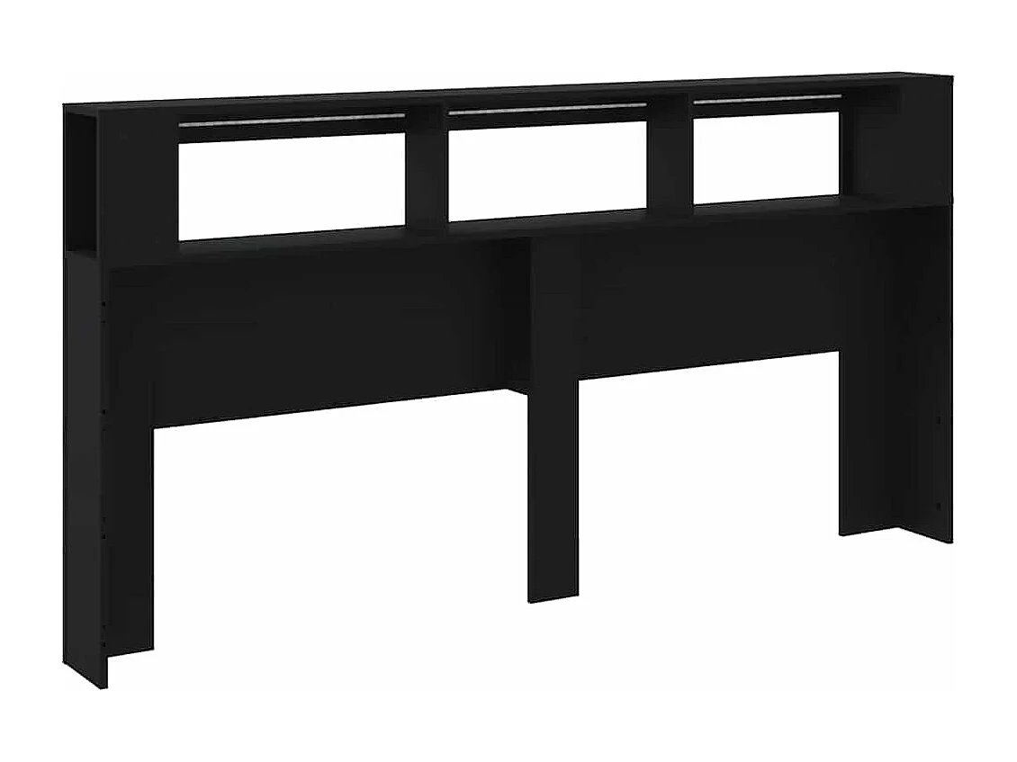 Hoofdeinde met LED 200x18,5x103,5 cm bewerkt hout zwart