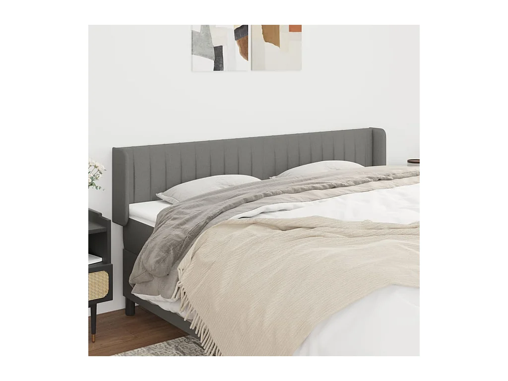 Testiera ad Orecchio Grigio Scuro 163x16x78/88 cm in Tessuto