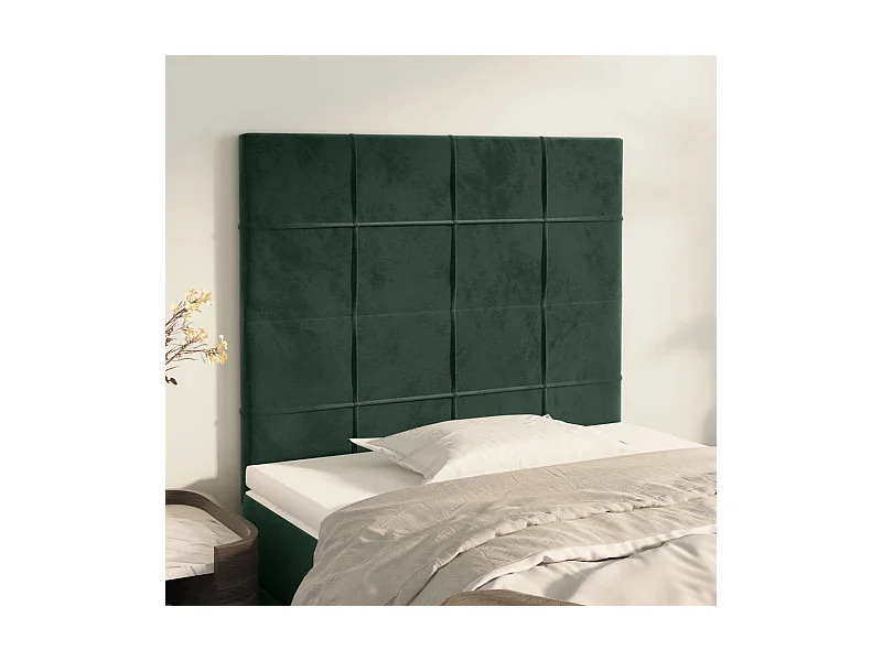Tête de lit Vert foncé 100x5x118/128 cm Velours