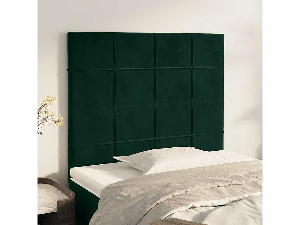 Tête de lit Vert foncé 100x5x118/128 cm Velours