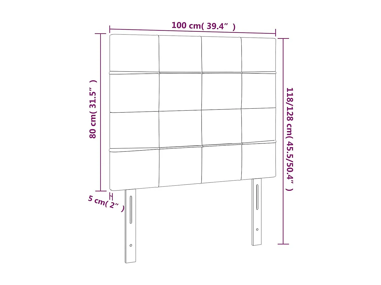 Tête de lit Vert foncé 100x5x118/128 cm Velours
