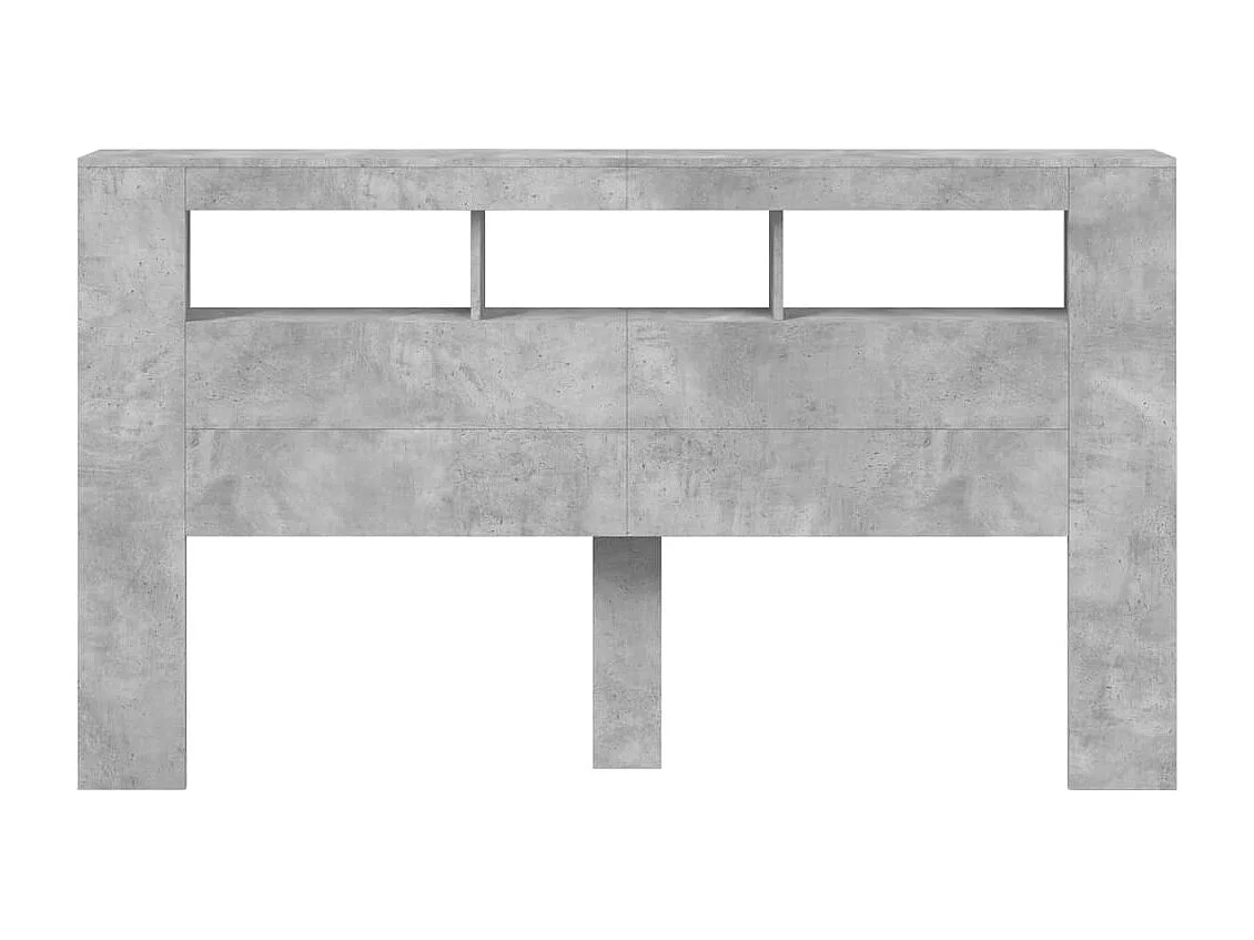 Tête de lit à LED gris béton 180x18,5x103,5cm bois d'ingénierie