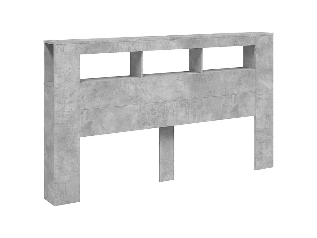 Hoofdeinde met LED 180x18,5x103,5 cm bewerkt hout betongrijs