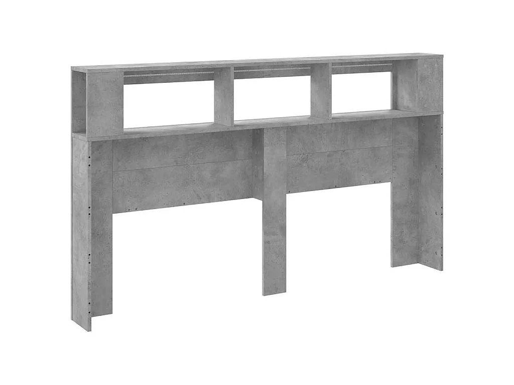 Hoofdeinde met LED 180x18,5x103,5 cm bewerkt hout betongrijs