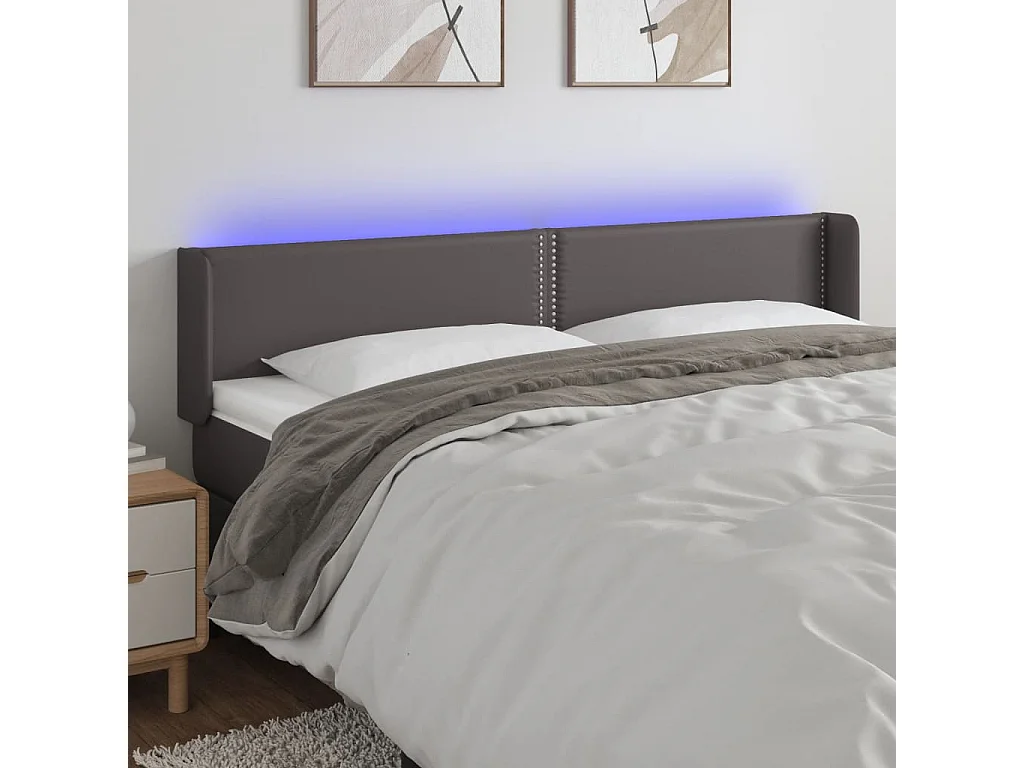 Tête de lit à LED Gris 183x16x78/88 cm Similicuir