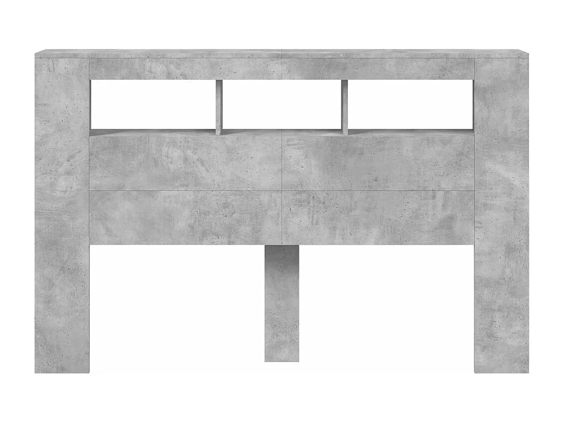 Hoofdeinde met LED 160x18,5x103,5 cm bewerkt hout betongrijs