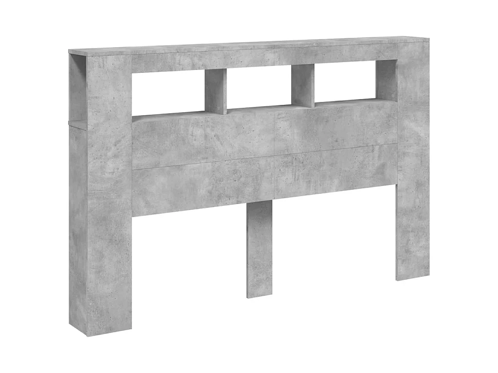 Tête de lit à LED gris béton 160x18,5x103,5cm bois d'ingénierie