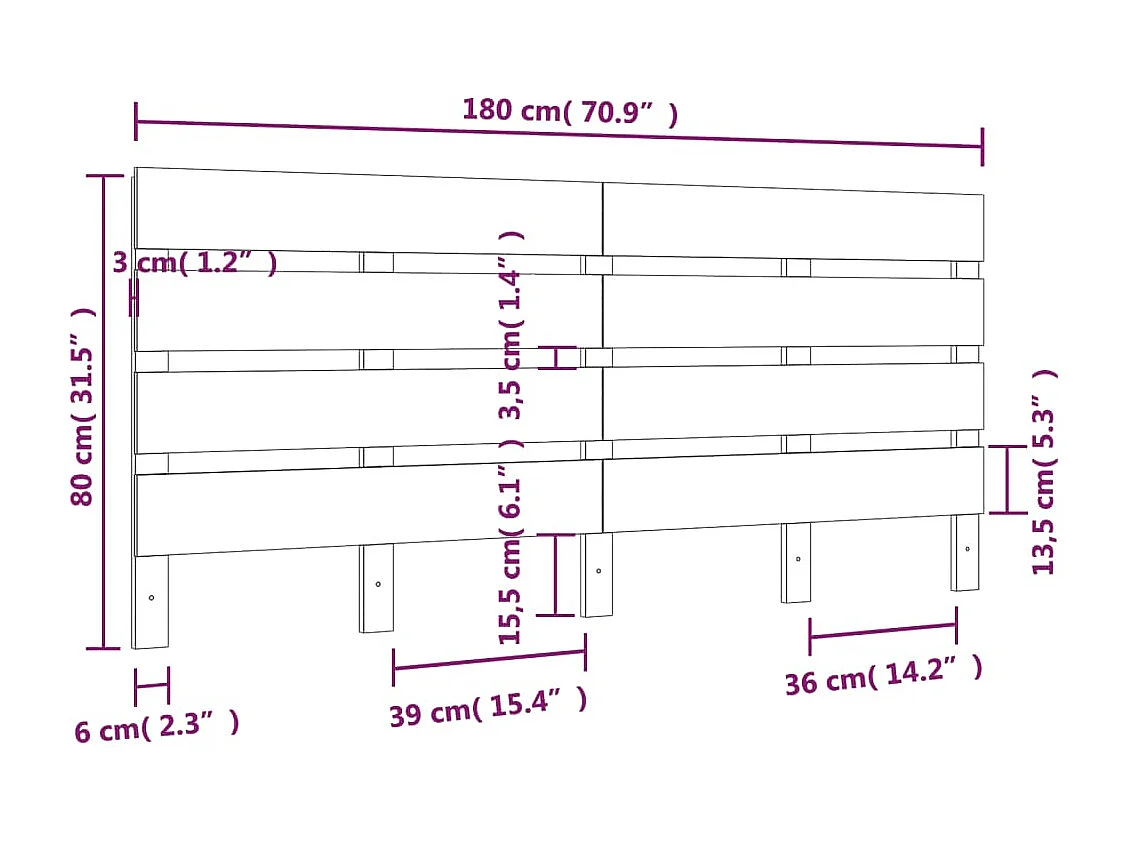 Tête de lit 180x3x80 cm Bois massif de pin