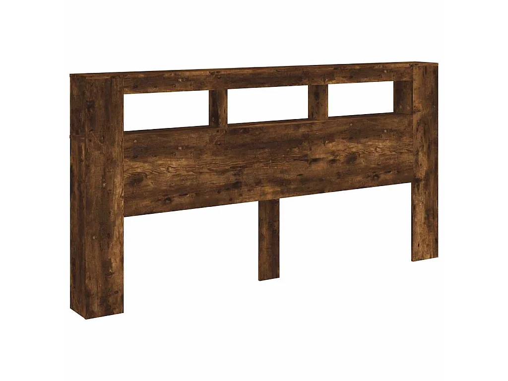 Tête de lit à LED chêne fumé 200x18,5x103,5cm bois d'ingénierie
