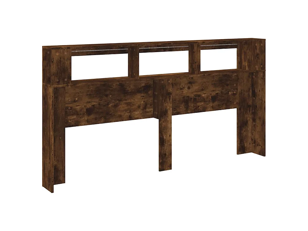 Tête de lit à LED chêne fumé 200x18,5x103,5cm bois d'ingénierie