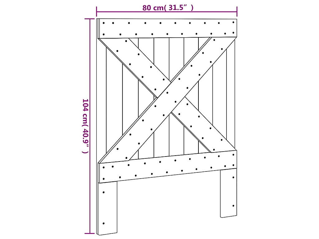 Tête de lit 80x104 cm bois massif de pin