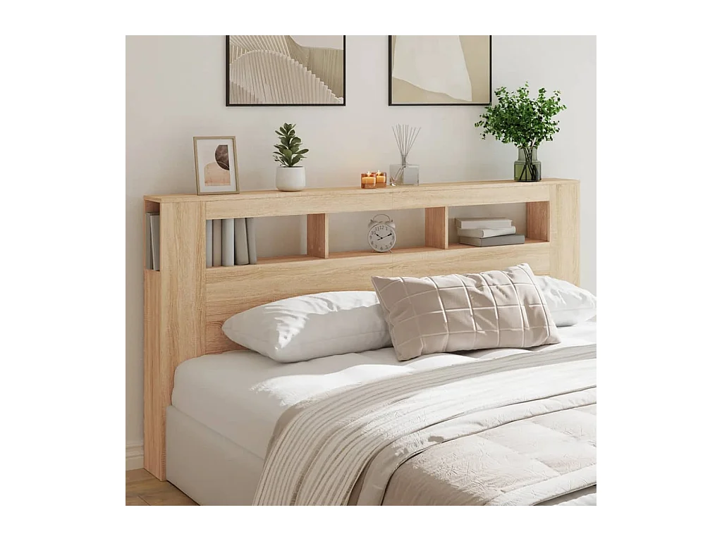 Tête de lit à LED chêne sonoma 200x18,5x103,5cm bois ingénierie