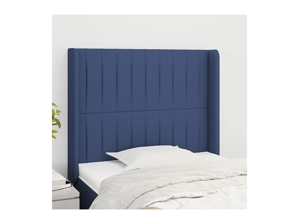 Tête de lit avec oreilles Bleu 83x16x118/128 cm Tissu