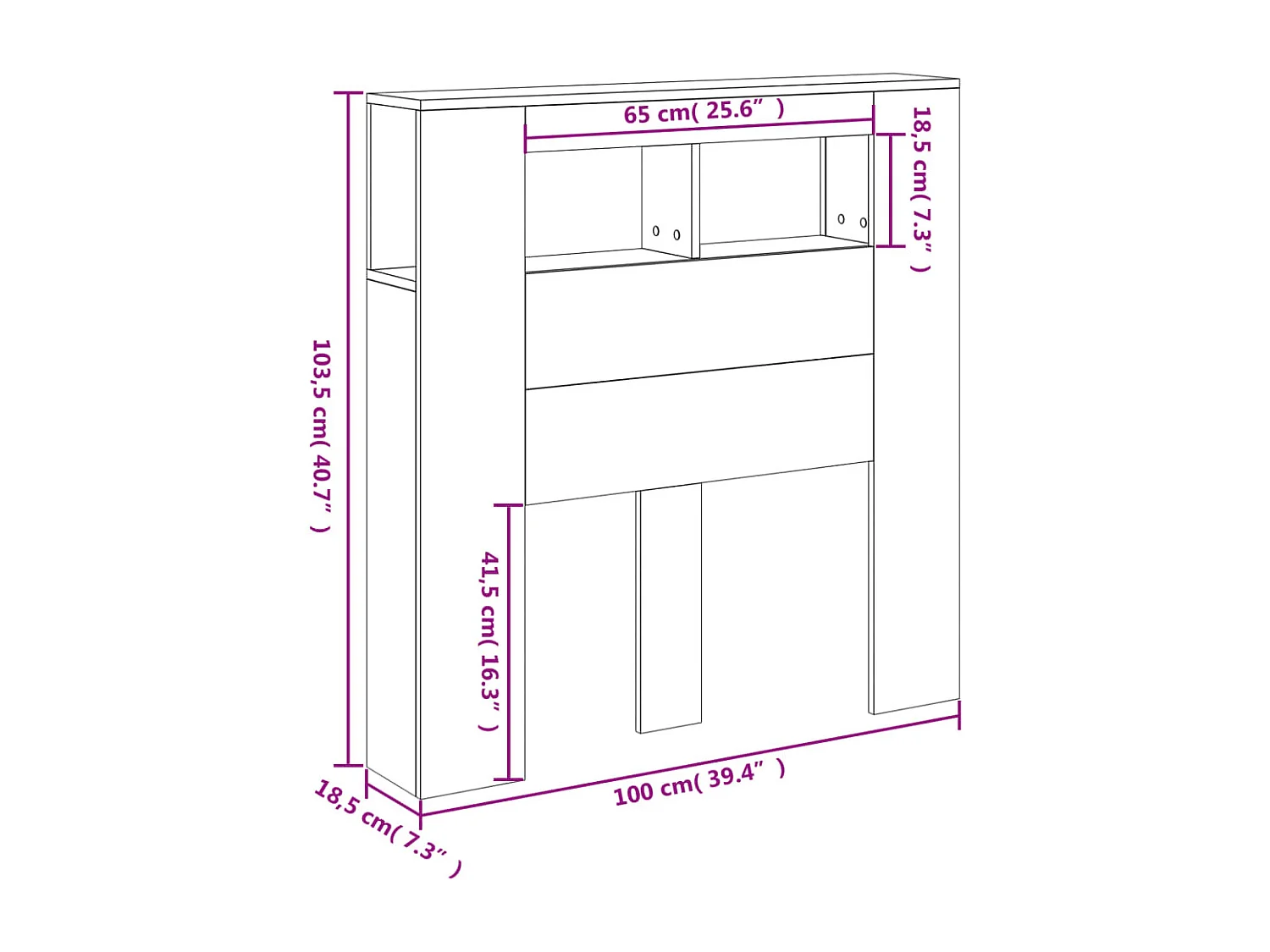 Cabecero LED madera ingeniería gris Sonoma 100x18,5x103,5 cm