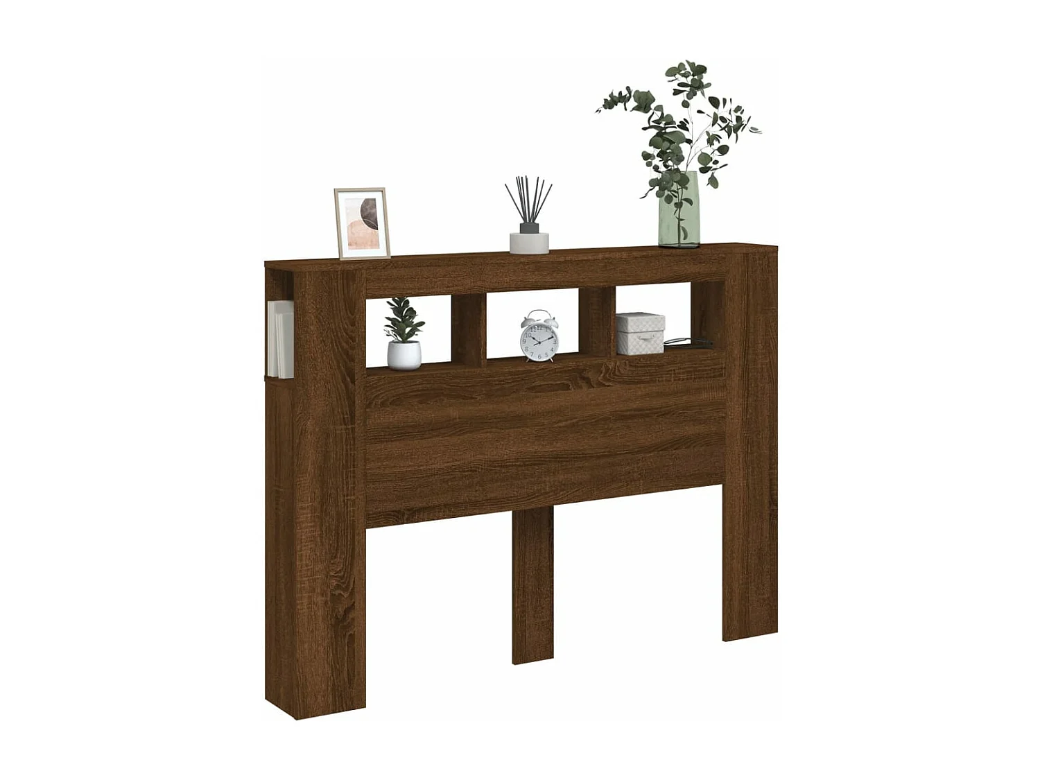 LED-Kopfteil Braun Eichen-Optik 140x18,5x103,5 cm Holzwerkstoff