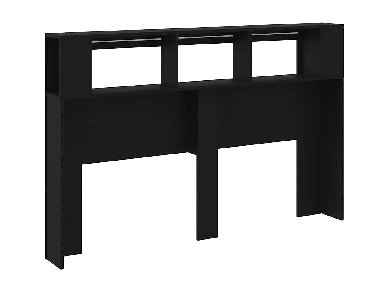 Hoofdeinde met LED 160x18,5x103,5 cm bewerkt hout zwart