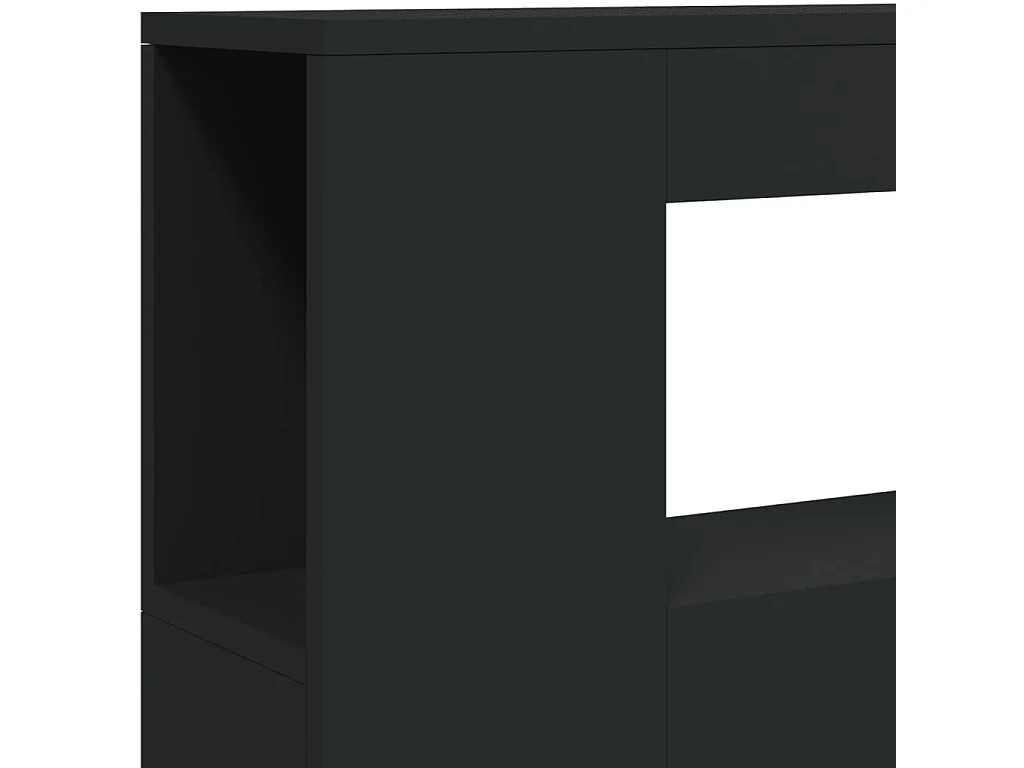 Hoofdeinde met LED 100x18,5x103,5 cm bewerkt hout zwart