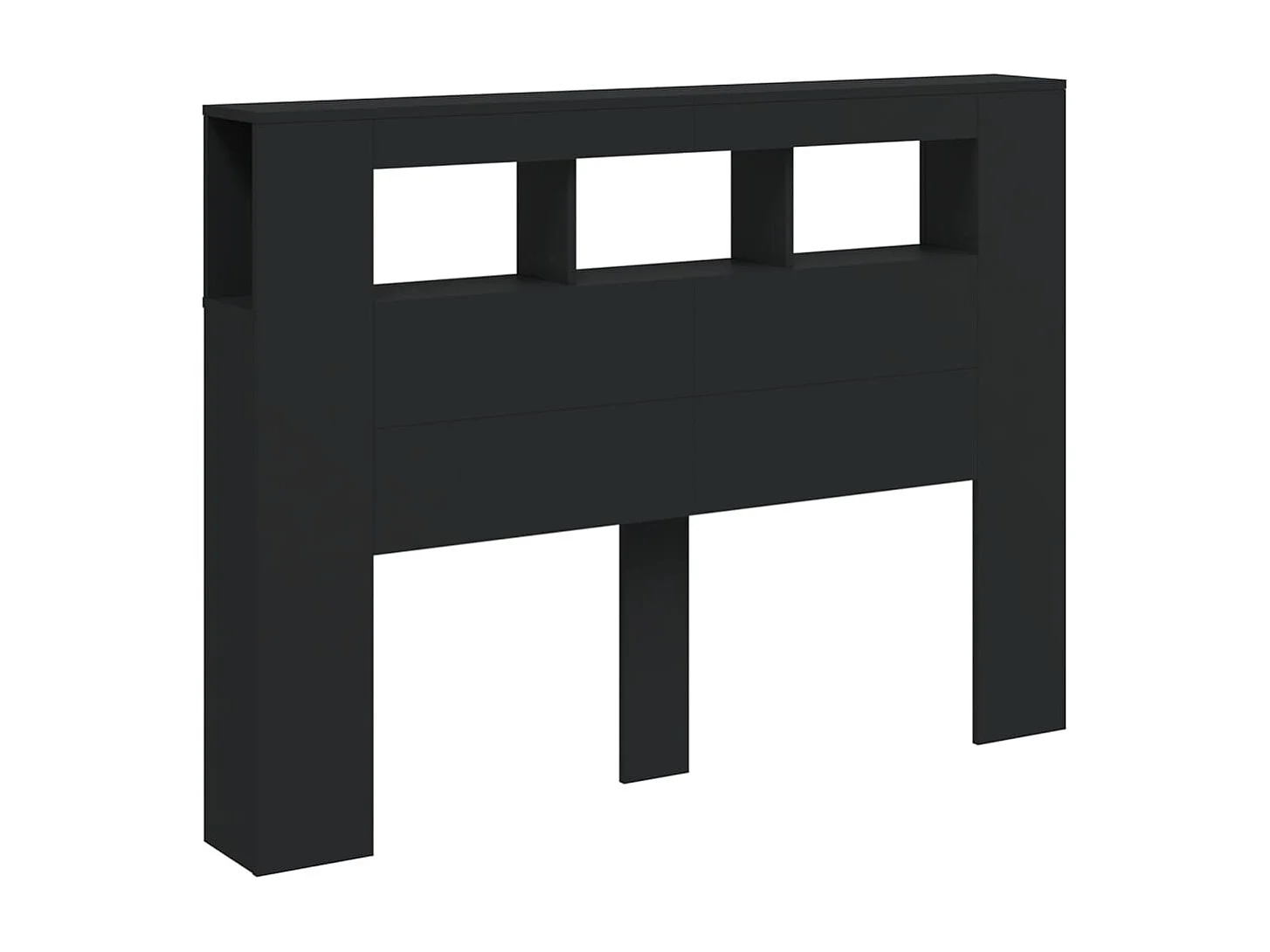 Cabecero con LED madera de ingeniería negro 140x18,5x103,5 cm