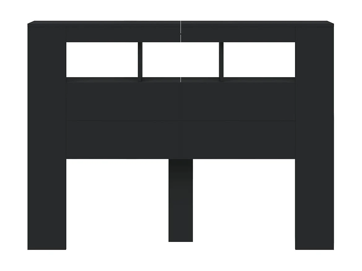 Cabecero con LED madera de ingeniería negro 140x18,5x103,5 cm