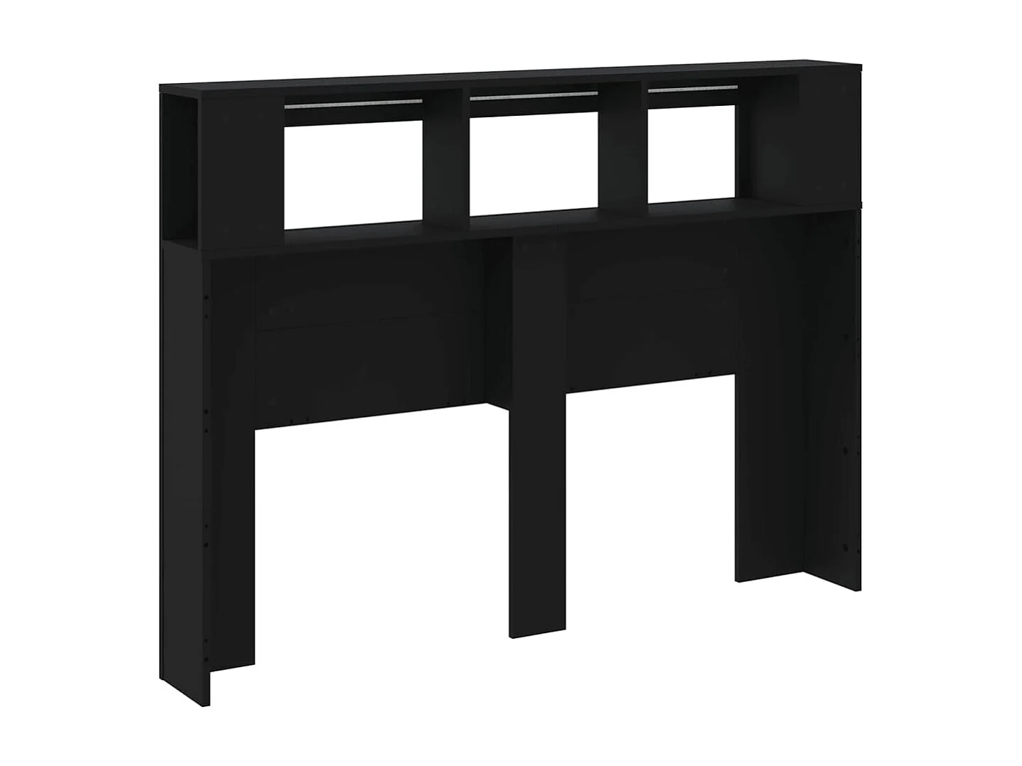 Cabecero con LED madera de ingeniería negro 140x18,5x103,5 cm