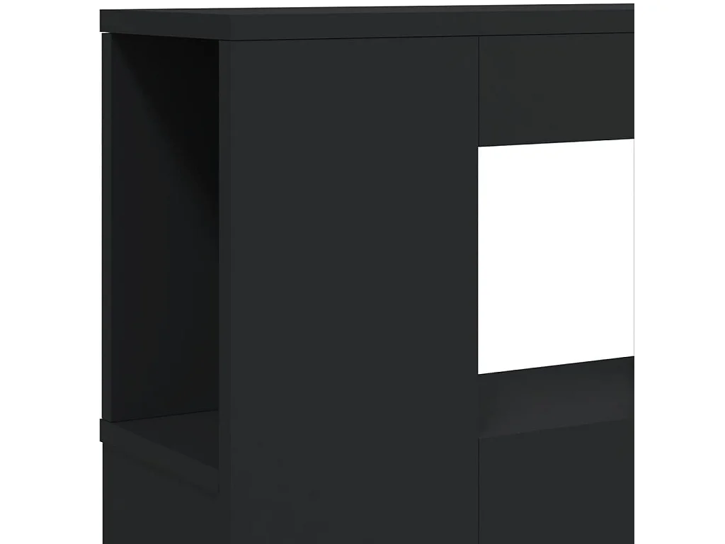 Cabecero con LED madera de ingeniería negro 140x18,5x103,5 cm