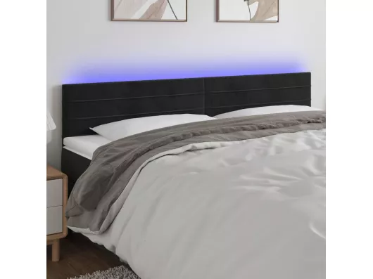 Kauf Unique LED Kopfteil Schwarz 200x5x78/88 cm Samt