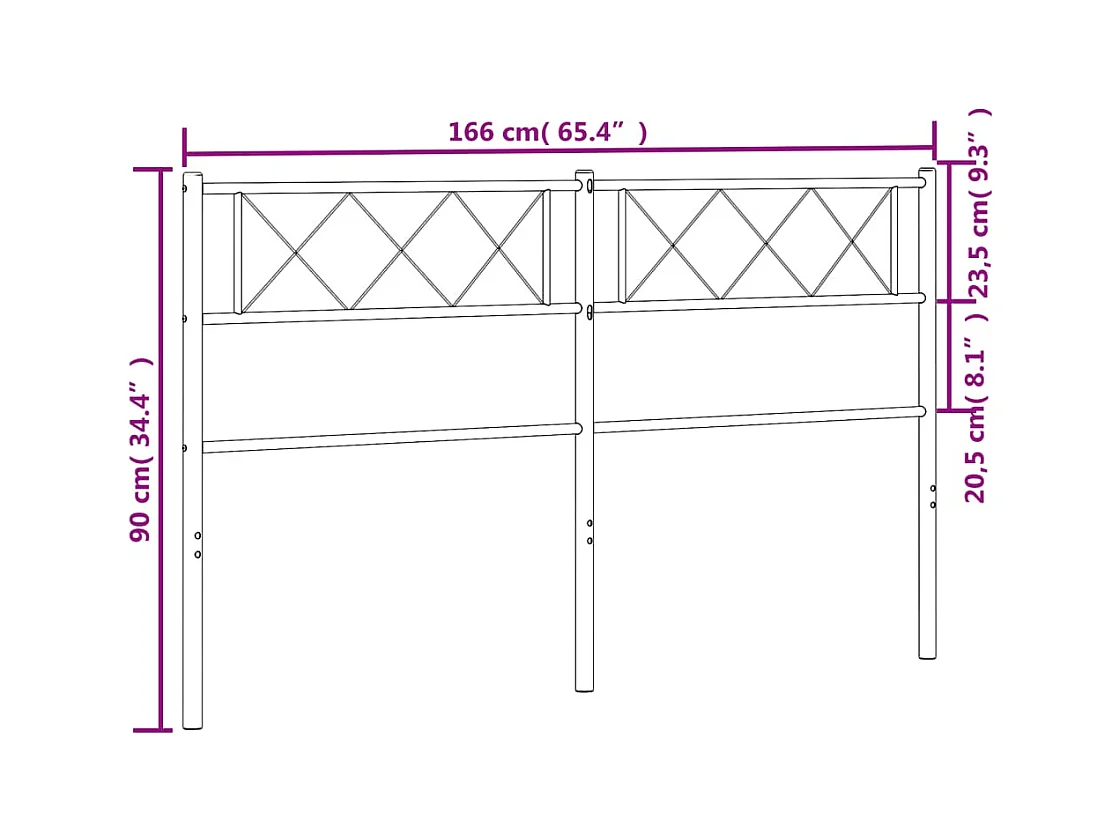 Testiera in Metallo Nero 160 cm