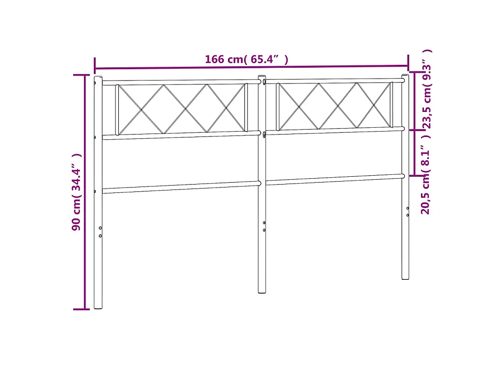 Vervangend hoofdbord 160 cm metaal zwart