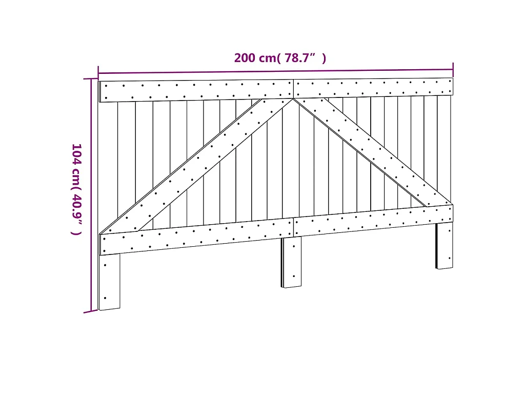 Hoofdbord 200x104 cm massief grenenhout