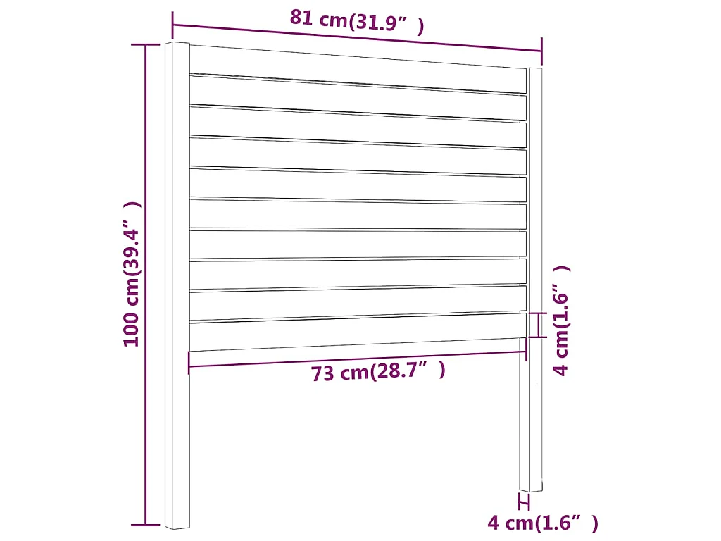 Tête de lit Blanc 81x4x100 cm Bois massif de pin