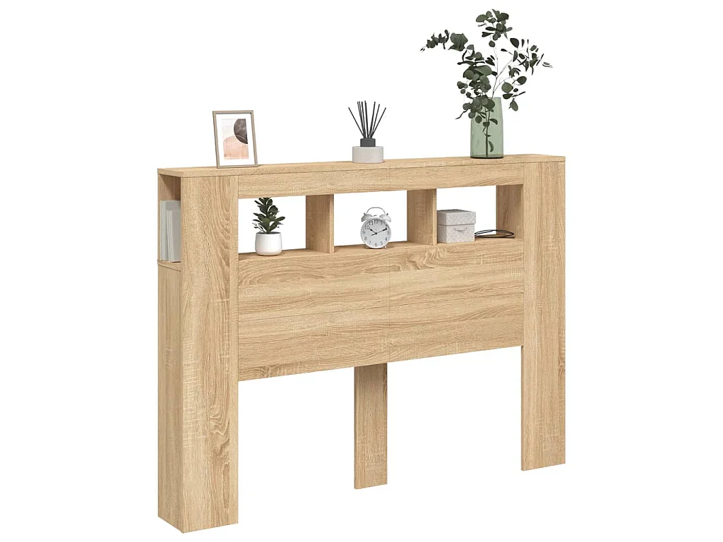 Tête de lit à LED chêne sonoma 140x18,5x103,5cm bois ingénierie