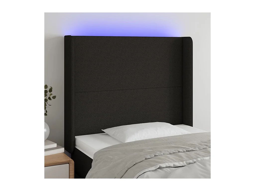 Tête de lit à LED Noir 93x16x118/128 cm Tissu