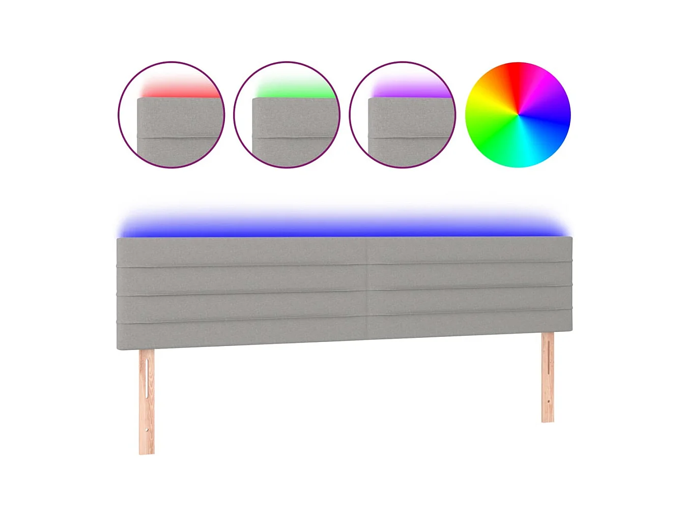 Testiera a LED Grigio Chiaro 180x5x78/88 cm in Tessuto