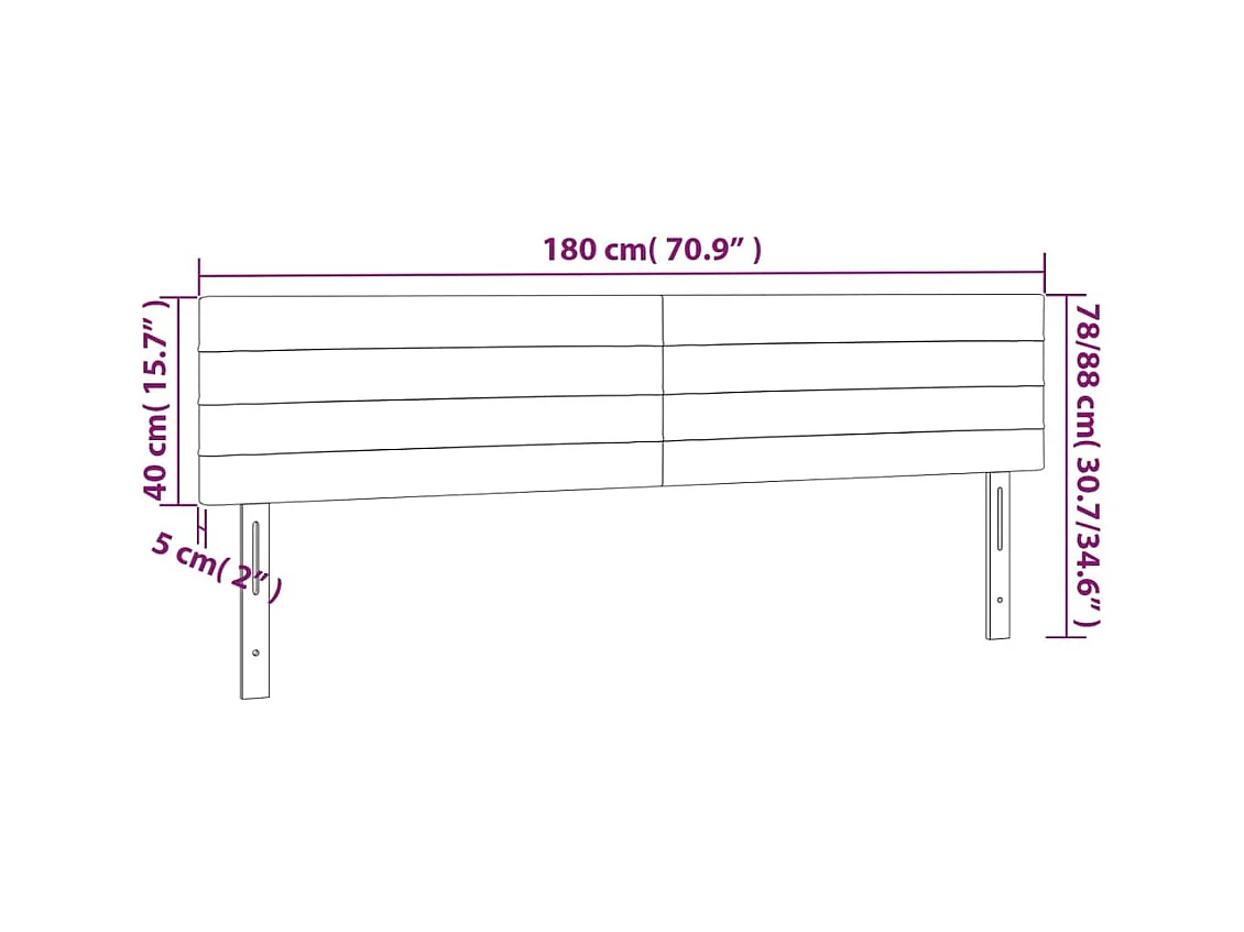 Testiera a LED Grigio Chiaro 180x5x78/88 cm in Tessuto