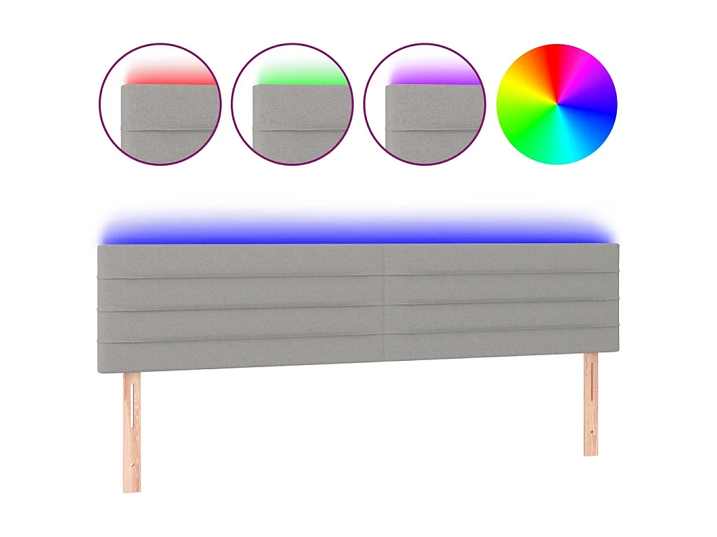 Testiera a LED Grigio Chiaro 180x5x78/88 cm in Tessuto