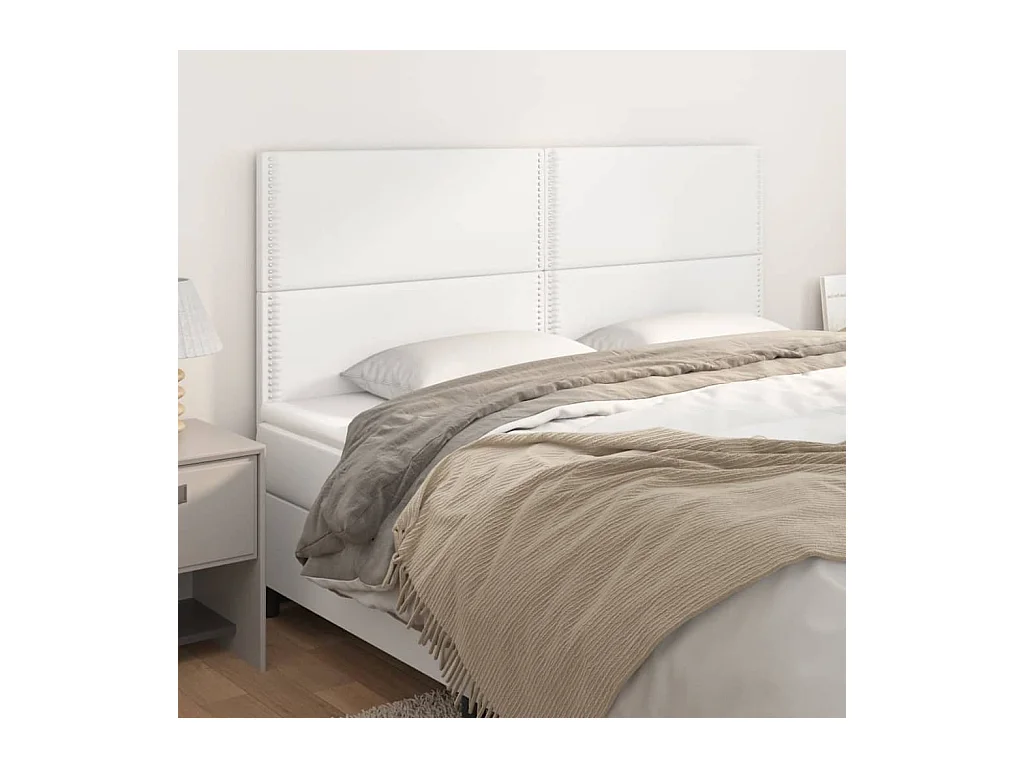 Têtes de lit 4 pcs Blanc 90x5x78/88 cm Similicuir