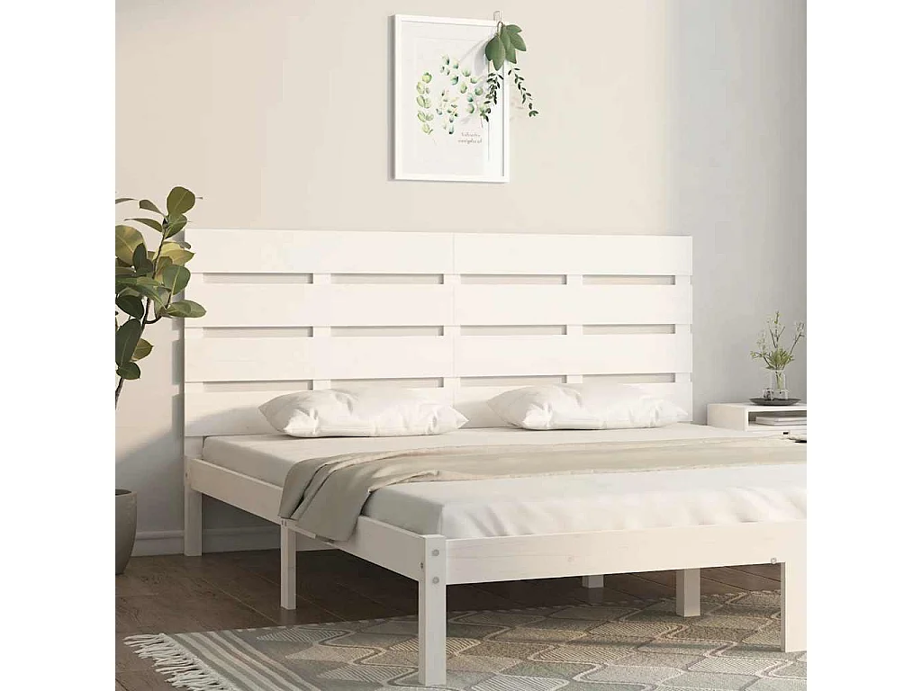 Tête de lit Blanc 180x3x80 cm Bois massif de pin