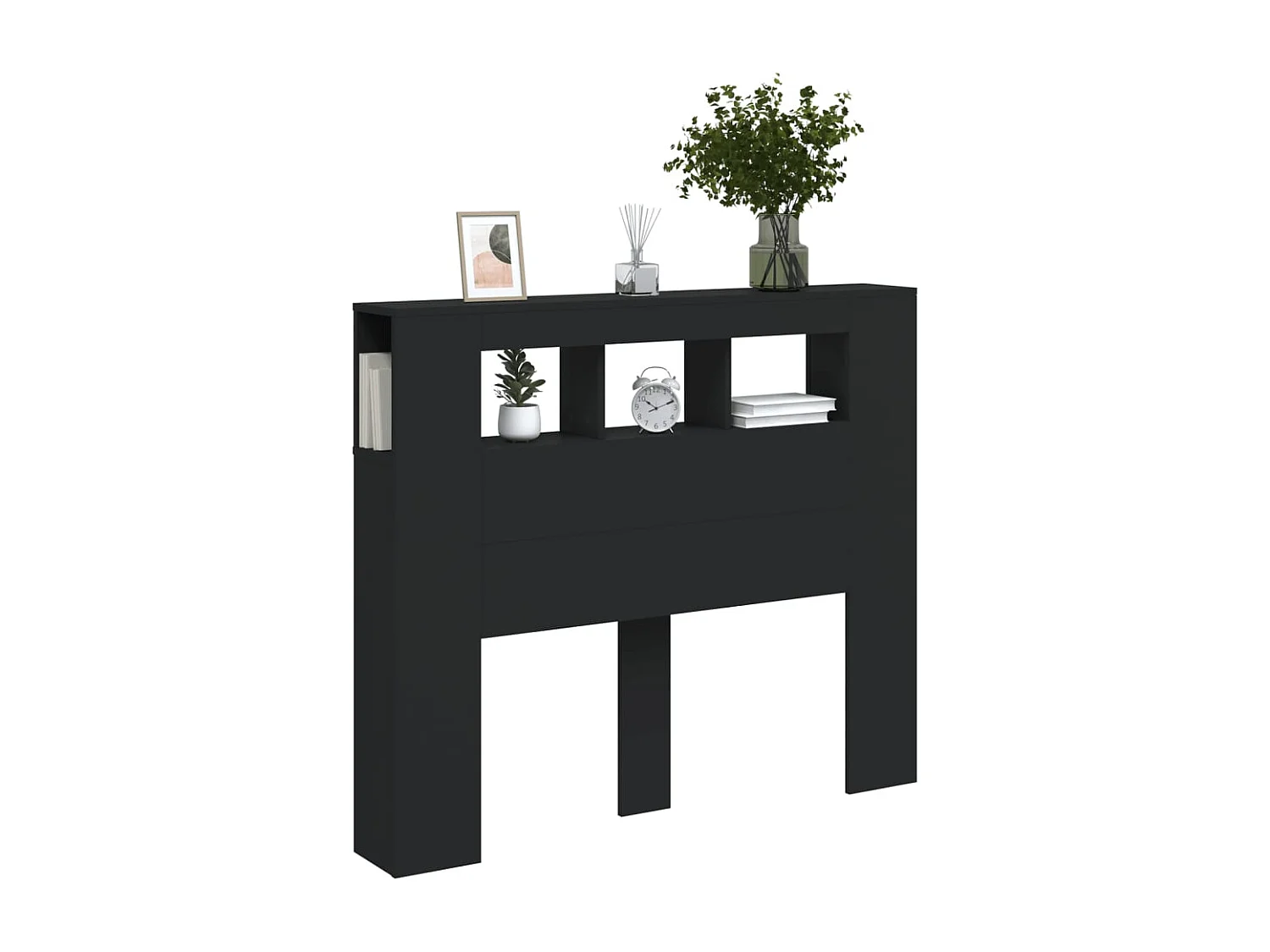 Hoofdeinde met LED 120x18,5x103,5 cm bewerkt hout zwart