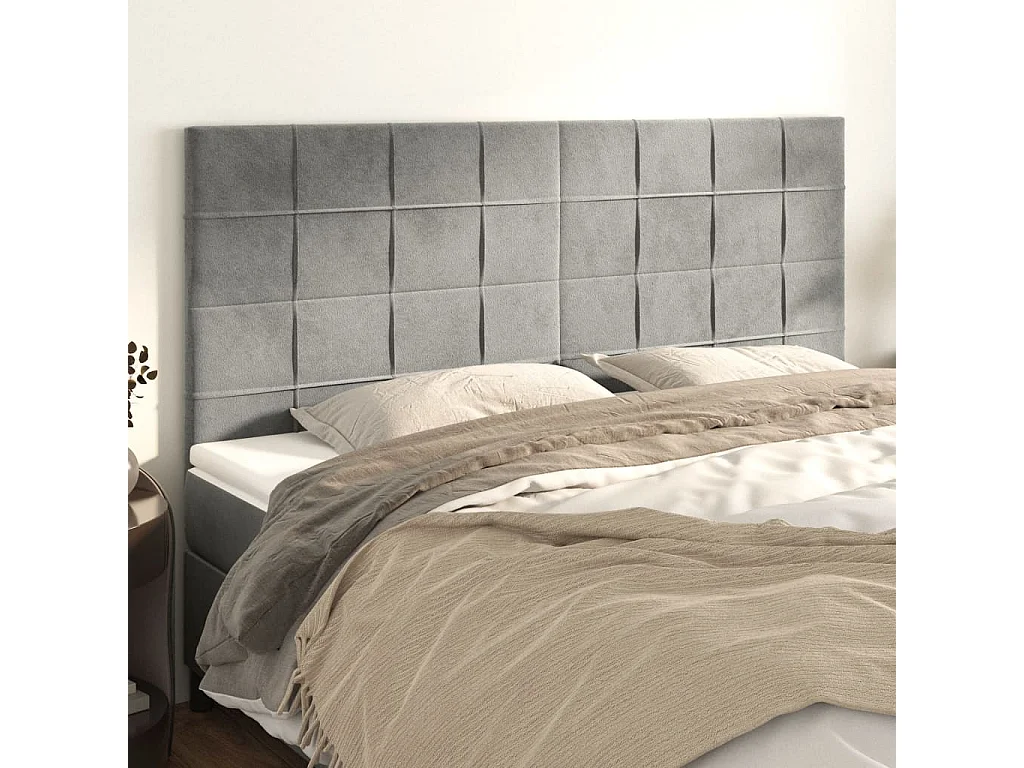 Tête de lit Gris clair 160x5x118/128 cm Velours