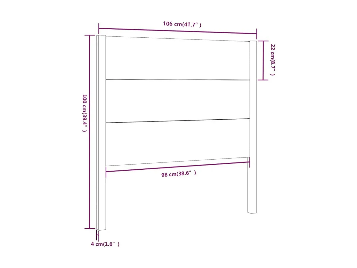 Hoofdbord 106x4x100 cm massief grenenhout wit