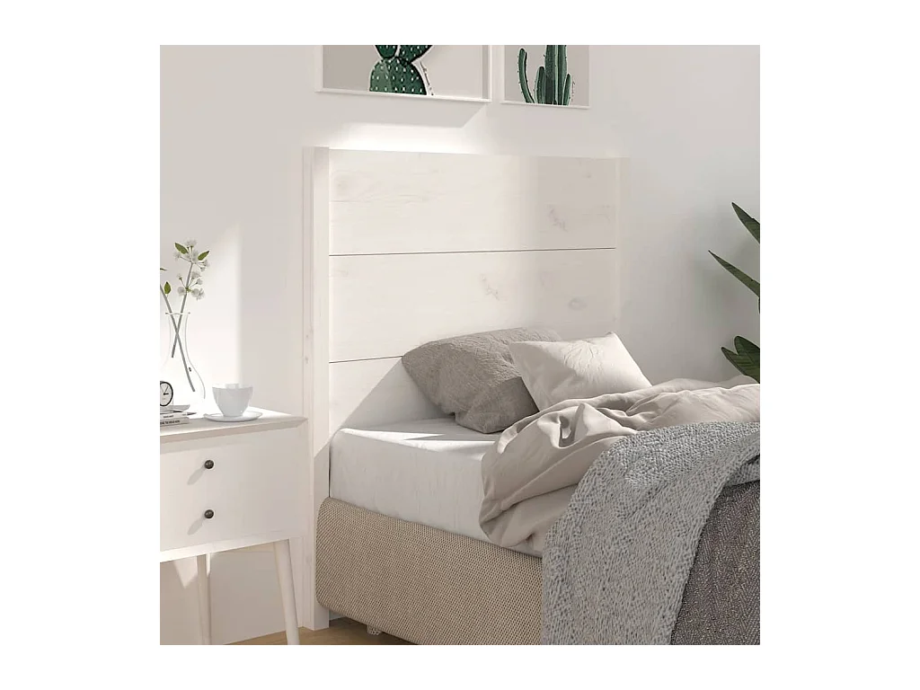 Hoofdbord 106x4x100 cm massief grenenhout wit