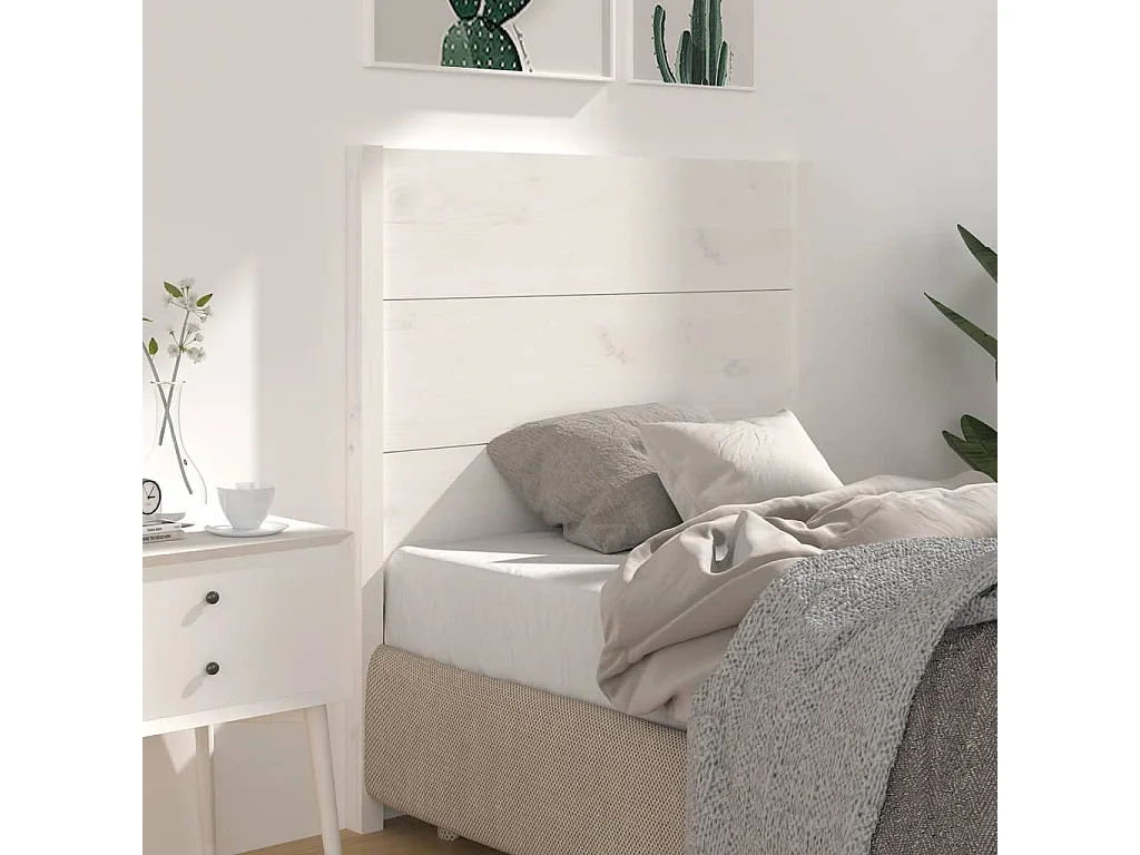 Tête de lit Blanc 106x4x100 cm Bois massif de pin